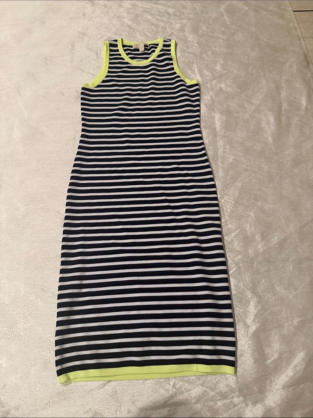 Michael Kors Black and White Striped dress  with Neon Trim size M